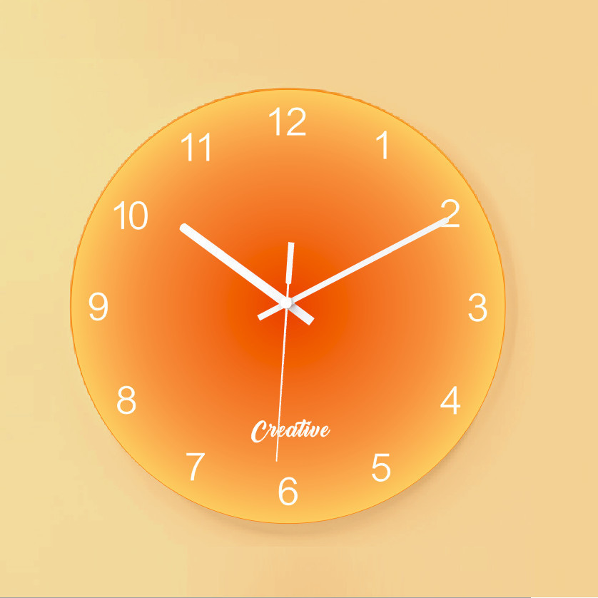 落日时钟日落钟玻璃钟网红艺术时钟卧室橘色落日钟挂钟太阳钟挂墙 - 图2