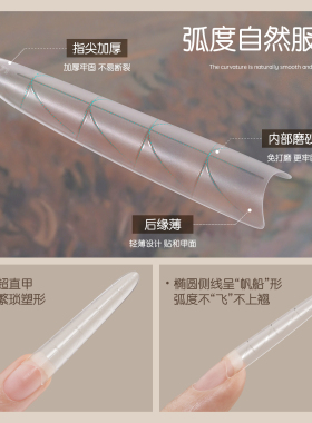 gaoy戈雅免刻磨辅助线浅贴甲片美甲店专用超薄无痕假指甲延长半贴