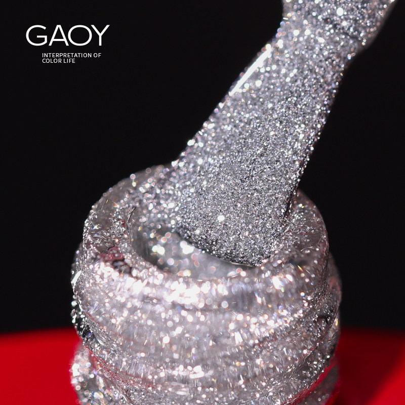 gaoy戈雅碎钻胶闪粉银色新款指甲油 gaoy戈雅化妆品指甲彩妆