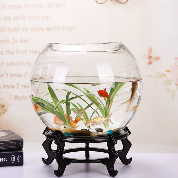 创意玻璃鱼缸圆形生态水族箱大号乌龟缸金鱼小型桌面造景水培花瓶 牌子网