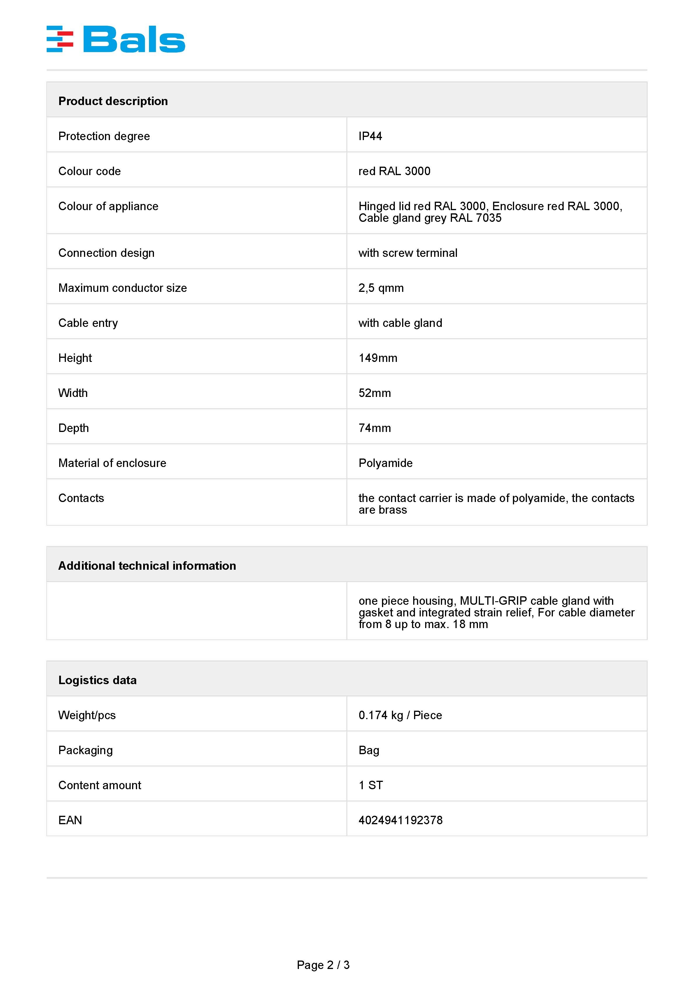 原装德国霸士BALS工业防水移动式插座16A3P+PEIP44连接器Typ31005 - 图2