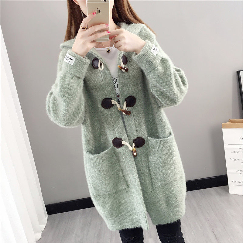 秋冬2020新款针织开衫水貂绒毛衣 蕾娜茜毛针织衫