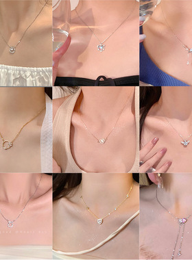高级感轻奢钛钢项链女小众设计感辣妹珍珠锁骨链时尚百搭配饰