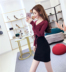 Mùa thu 2019 mới của phụ nữ phiên bản Hàn Quốc của chiếc váy tự may cổ chữ V có dây rút đan dây thắt lưng cao là váy bó hông mỏng - Váy eo cao đầm sơ mi trắng that eo Váy eo cao