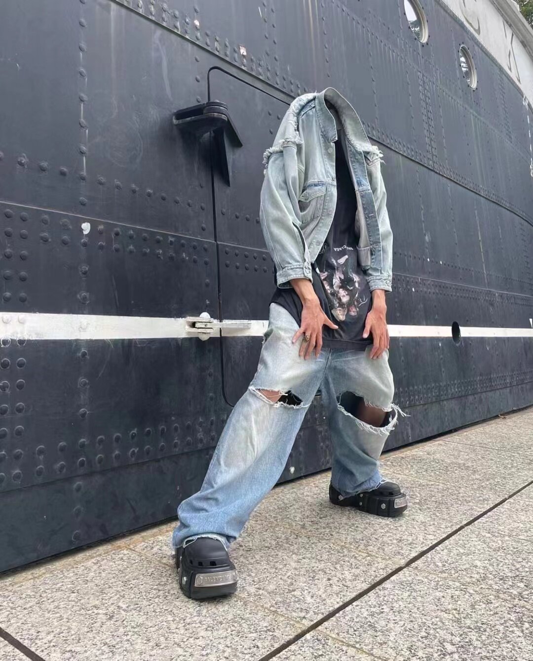 MRLEE independent style 22ss ripped washed tassel destroyed jeans Justinbiber same style
