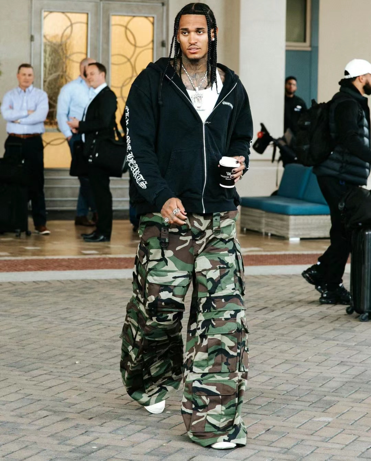 MRLEE's independent style men's romance-military camouflage overalls loose wide-leg pants Cargo pants
