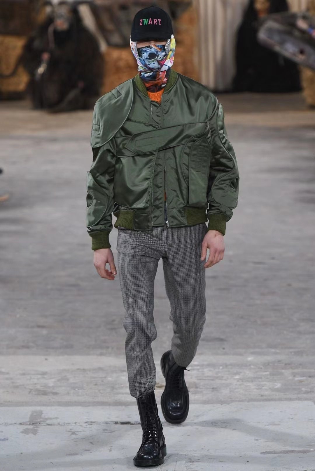 MRLEE independent style waltervan beirendonck17AWbomber jacket shoulder pad coat
