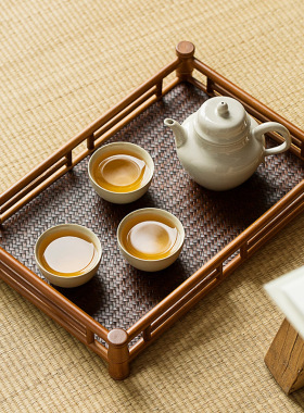 纯手工竹编茶托盘干泡台