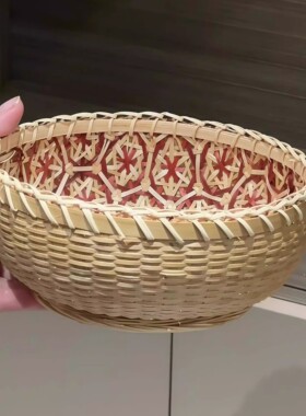 手工竹编食品级果篮托盘