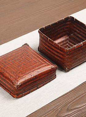 有目兮仿古竹编便携茶具包