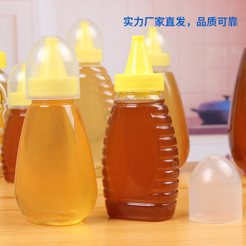 蜂蜜瓶塑料瓶蝴蝶挤压按式瓶子食品级厨房果酱加厚PET带盖尖嘴瓶 - 图2