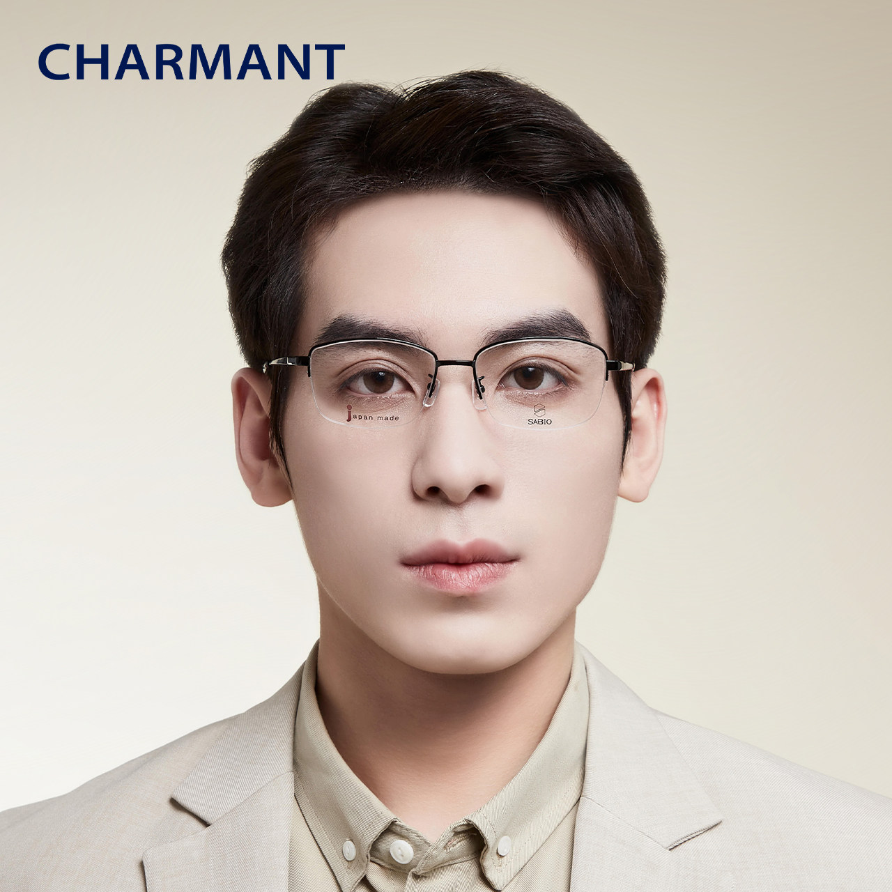 CHARMANT夏蒙眼镜架钛合金半框商务时尚镜框日本进口SB22606_虎窝淘