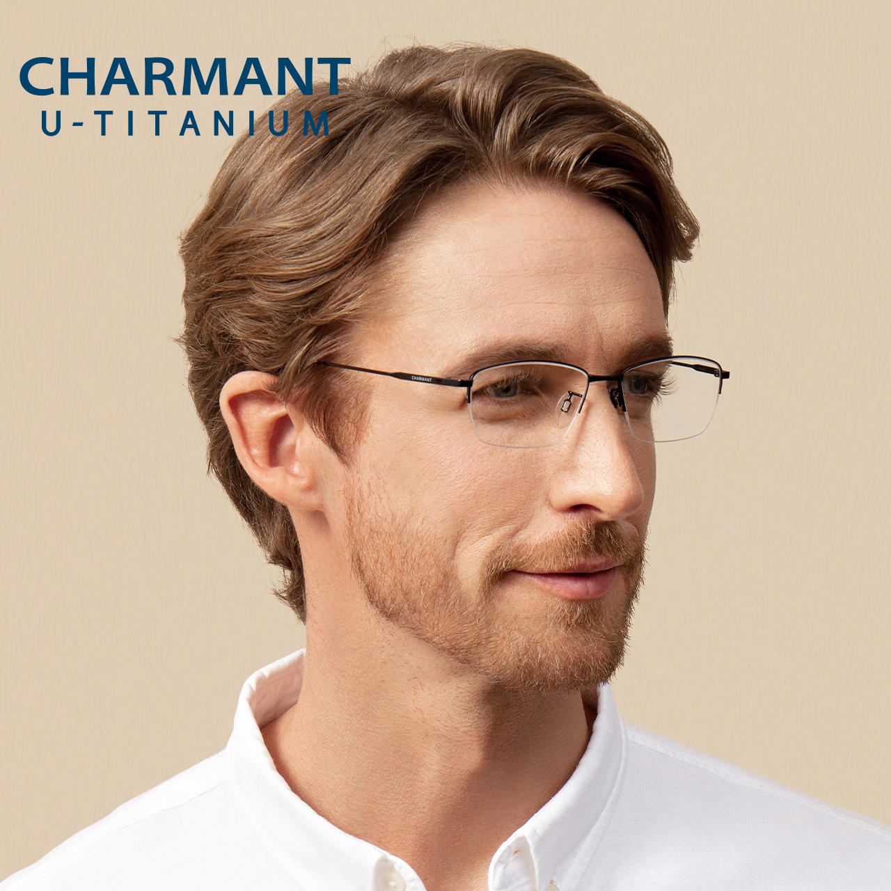 CHARMANT夏蒙眼镜框优值钛男士商务半框轻盈舒适可配近视CH38513