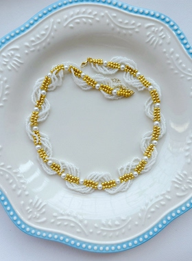 【栀子花信】纯手工串珠宫廷风项链少女心小米珠成品