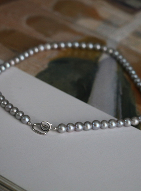 天然淡水珍珠925纯银个性独特复古大气不规则扣子珍珠项链