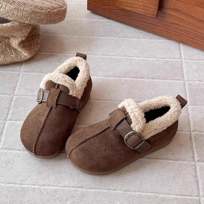 真皮女童勃肯鞋加绒儿童鞋子2025冬季新款男女童二棉鞋毛毛豆豆鞋,淘宝优惠券,粉丝福利购,淘宝优惠卷