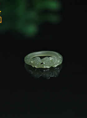 和田玉梅花玉戒指指环女款玉戒指