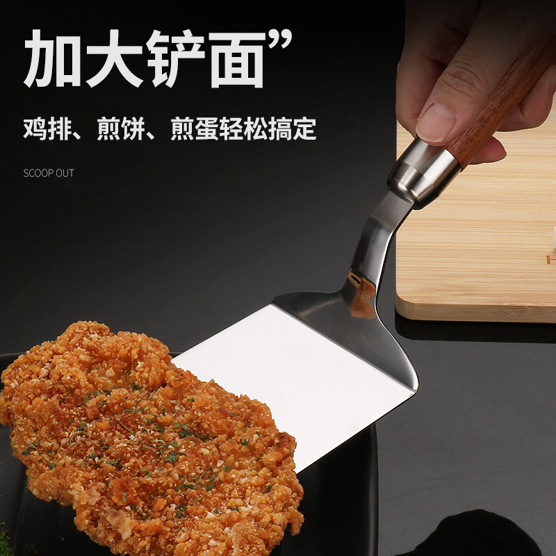 不锈钢煎铲煎饼果子工具料理牛排铁板烧平铲煎鸡蛋烙饼铲子披萨铲 - 图0