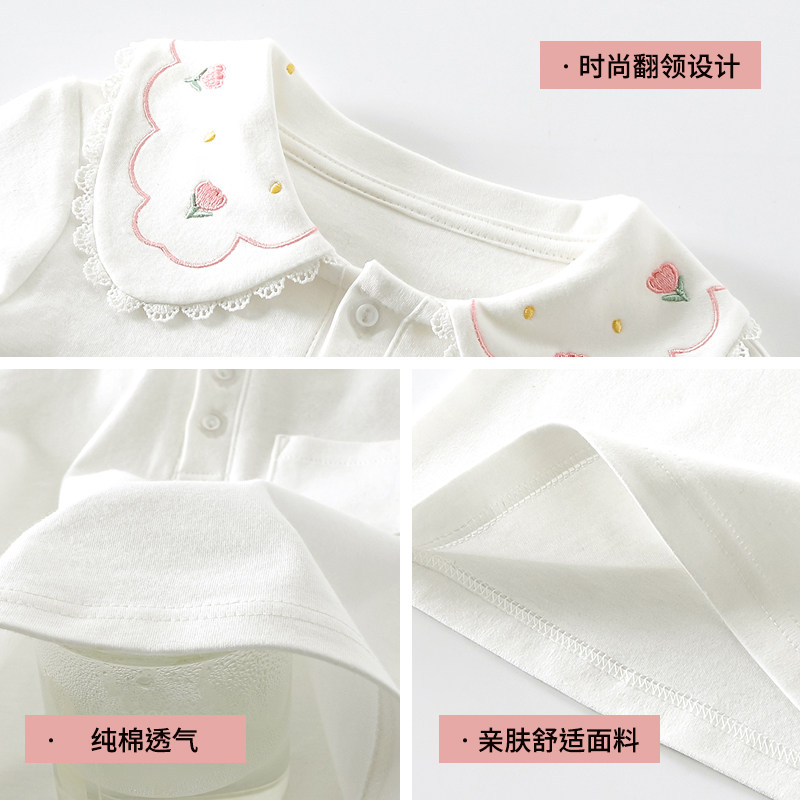 儿童春秋纯色polo衫翻领打底衫女童纯棉白衬衫中大童长袖T恤上衣,淘宝优惠券,粉丝福利购,淘宝优惠卷