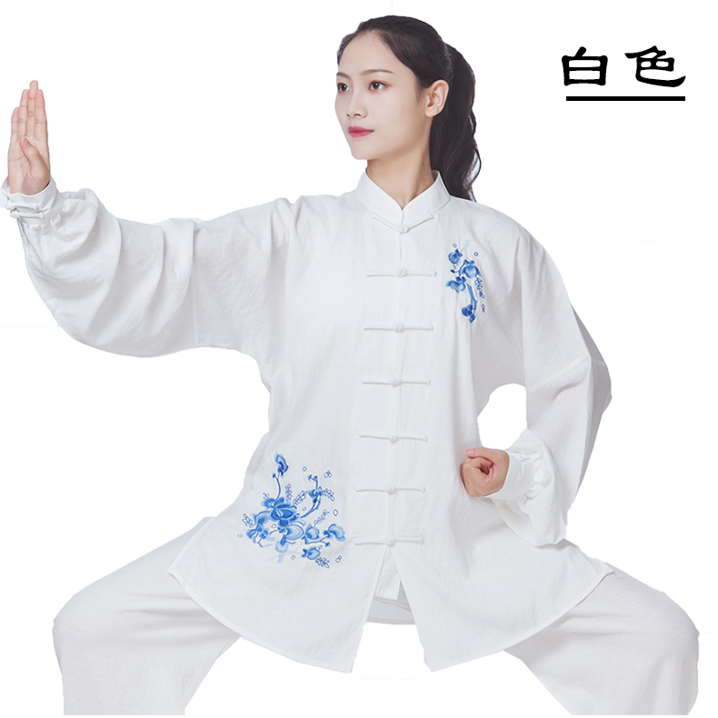 新款棉麻太极拳练功服长袖女式服装薄款太极服棉绸夏季亚麻中国风 - 图0
