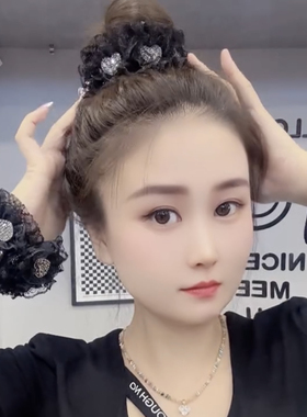 爱心欧根纱拍拍圈DG网红定制新款丸子头拍拍圈高马尾盘发器2025女