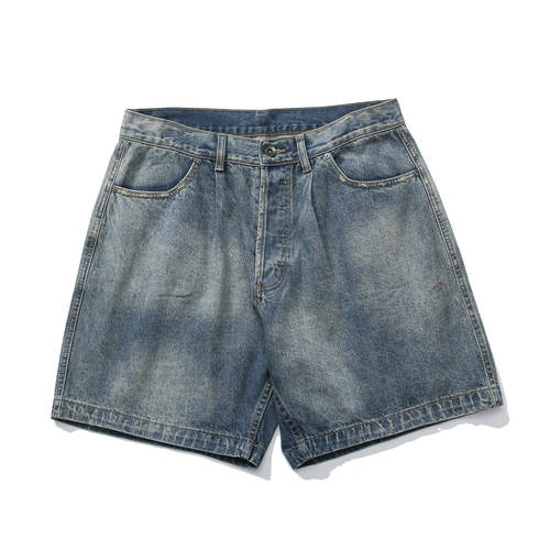 现货 MADNESS 余文乐同款 日系潮牌工装牛仔短裤宽松休闲裤子 - 图1