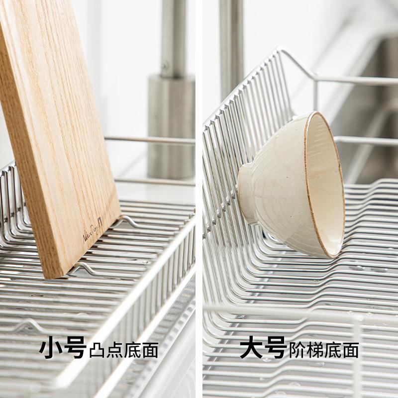 霜山304不锈钢双层沥水架厨房碗碟筷收纳架水槽沥水篮盘子置物架 - 图1