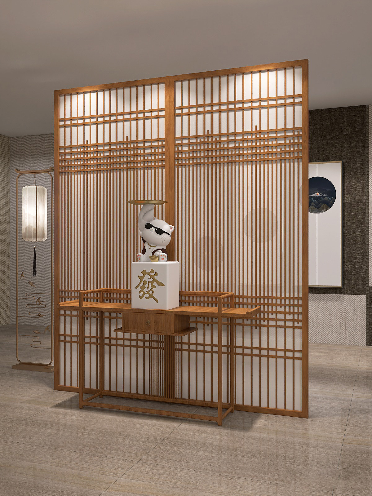 新中式实木镂空屏风隔断小户型客厅餐厅分隔简约栅栏玄关入户遮挡