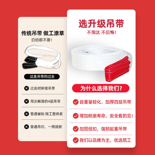 扁平吊装带工业吊带双扣环形吊带行车吊车起重工具5吨3吨10拖车绳-图3