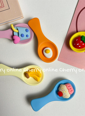 Cherry 可爱仿真勺子发夹草莓蛋糕刘海侧边夹趣味食玩头饰少女心