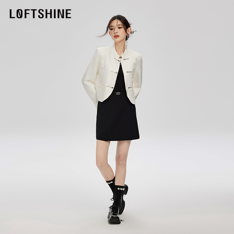 LOFTSHINE珞炫新中式外套女2024春季新款百搭气质高级感国风上衣-图1