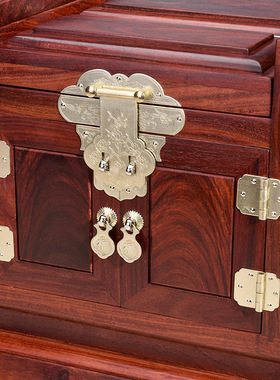 赞比亚紫檀梳妆箱中式实木首饰盒百宝箱大容量带锁镜箱婚嫁箱妆匣