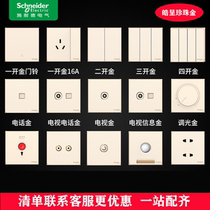 Schneider Hae in gold switch socket Home Type 86 matt glossy Glossy Five Holes Open Double Cut USB Charging Panel