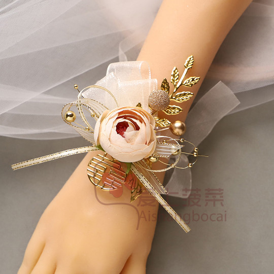 Flor de muñeca de la novia, flor de mano del grupo de la hermana de la dama de honor, alta calidad