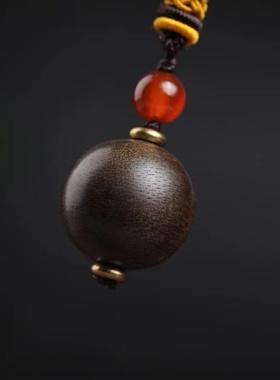 木木缘越南老料沉香单珠项链吊坠20mm男女情侣款简约挂件吊坠