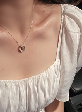 双色项链女轻奢小众ins冷淡风网红2025设计感双环简约气质锁骨链