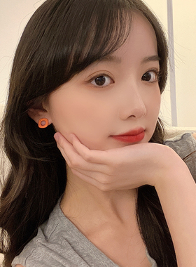小众几何撞色方块耳环