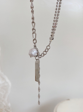 方牌小众设计ins冷淡风珍珠吊坠