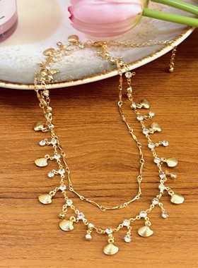 2025新款贝壳流苏项链女手链轻奢高级配裙子choker锁骨链小众颈链