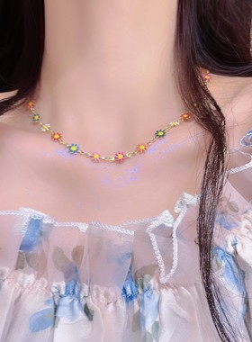 彩色小雏菊多巴胺项链女款