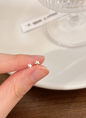s925纯银星星耳钉女银豆豆