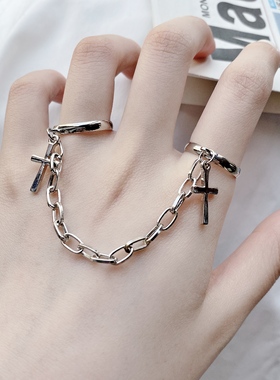 个性朋克风十字架连体暗黑系链条