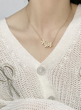 2026新款潮花朵项链女锁骨链猫眼石轻奢小众仙气网红ins简约气质