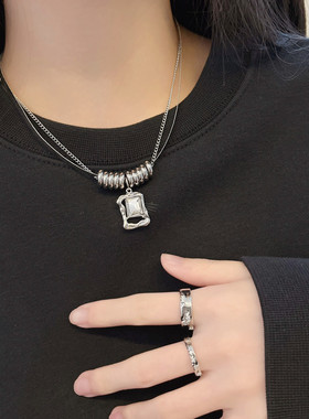 嘻哈风锆石双层叠带卫衣链