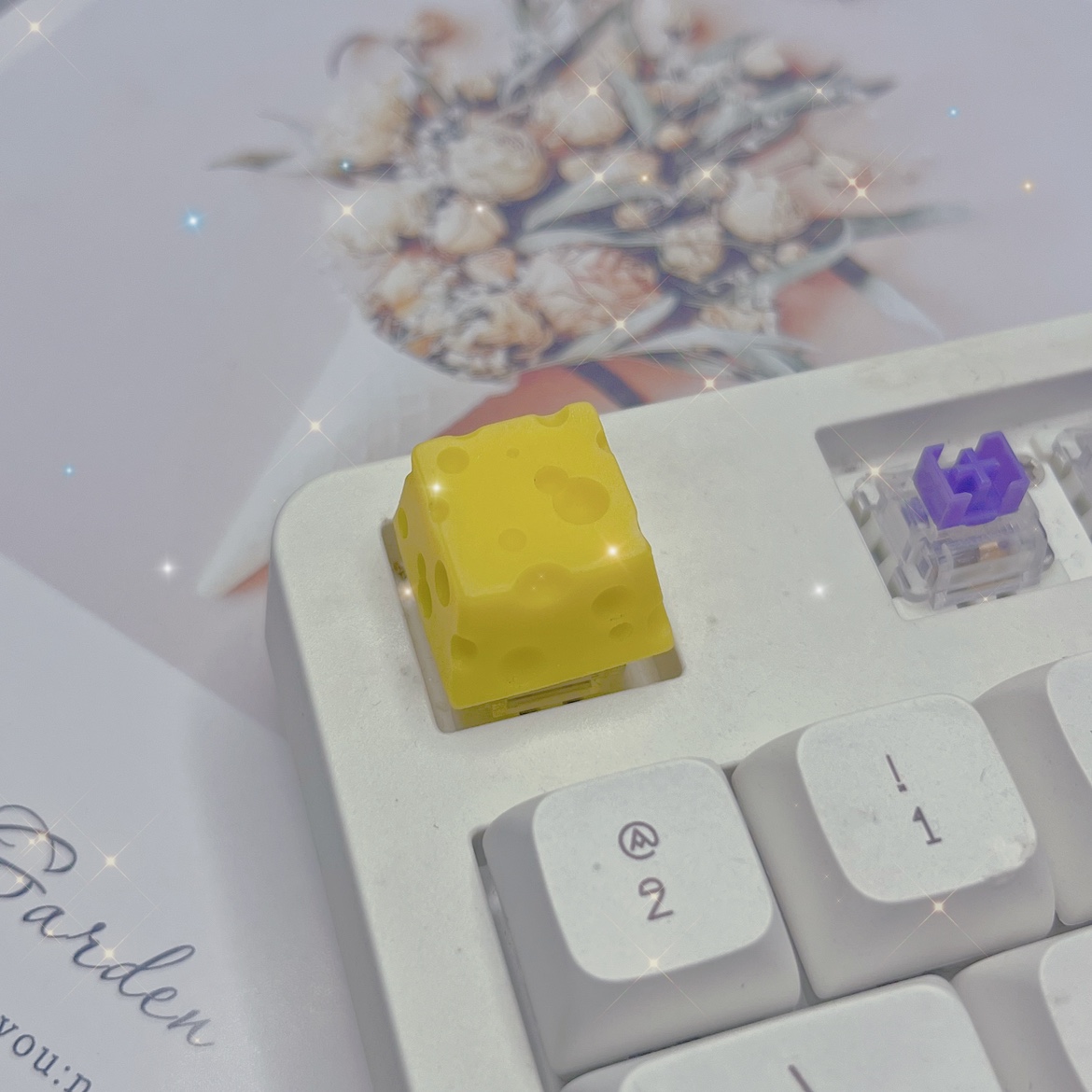 奶酪键帽DIY手工滴胶树脂个性化键帽十字轴游戏机械键盘键帽 - 图2