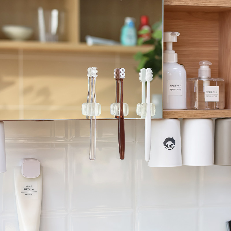 ins牙刷置物架壁挂式免打孔浴室卫生间牙具套装吸盘式镜子置物架,淘宝优惠券,粉丝福利购,淘宝优惠卷