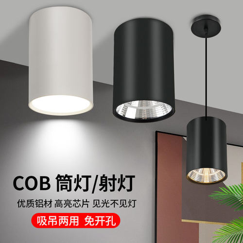 led明装射灯圆形吊线吸顶式过道背景墙客厅餐厅免开孔12W18W36瓦 - 图1