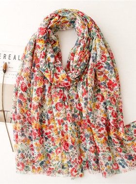 Cotton Scarf Women Large Shawls  Echarpe Print Tassel Scarve