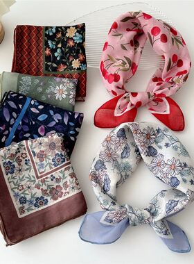 55cm Girls Cotton Linen Spring Summer Square Scarf for Women