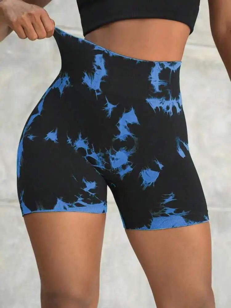 New Seamless Tie Dye Push Up Yoga Shorts For Women High Wais - 图2